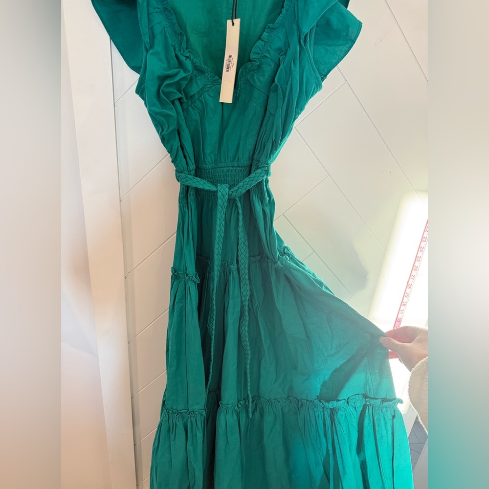 NEW WITH TAGS PINCH Liam sleeveless tiered maxi dress in emerald green Size: L - Picture 5 of 14